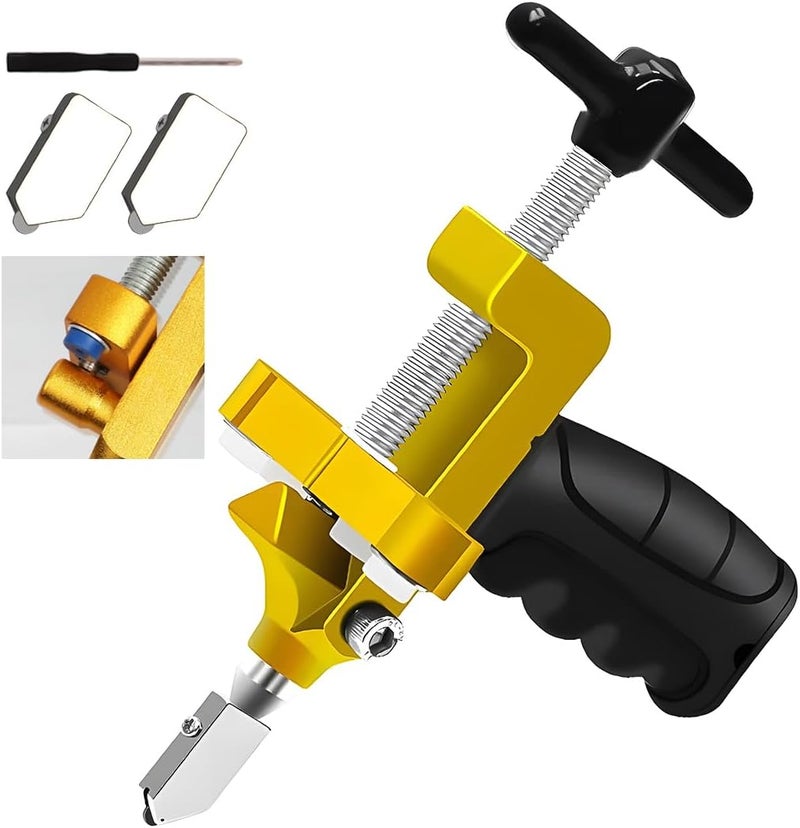 Wailicop 2 in 1 Glass Cutting Tool Kit Breaking Pliers and Glass Cutter Tungsten Hand Portable Glass knife for Ceramic, Mirror, Manual Tile Cutter Glass Breaker with 2 Bonus Tungsten blades and Screwdriver - Image 1